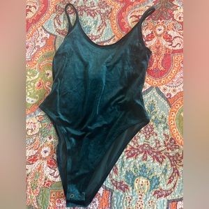 Womens Emerald Green Velvet bodysuit